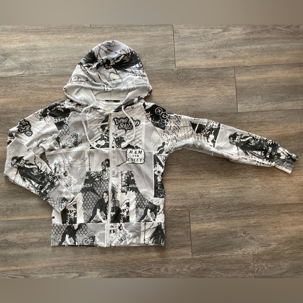 Living Dead Souls Zipper Hoodie Comic Graphics Rare Y2K